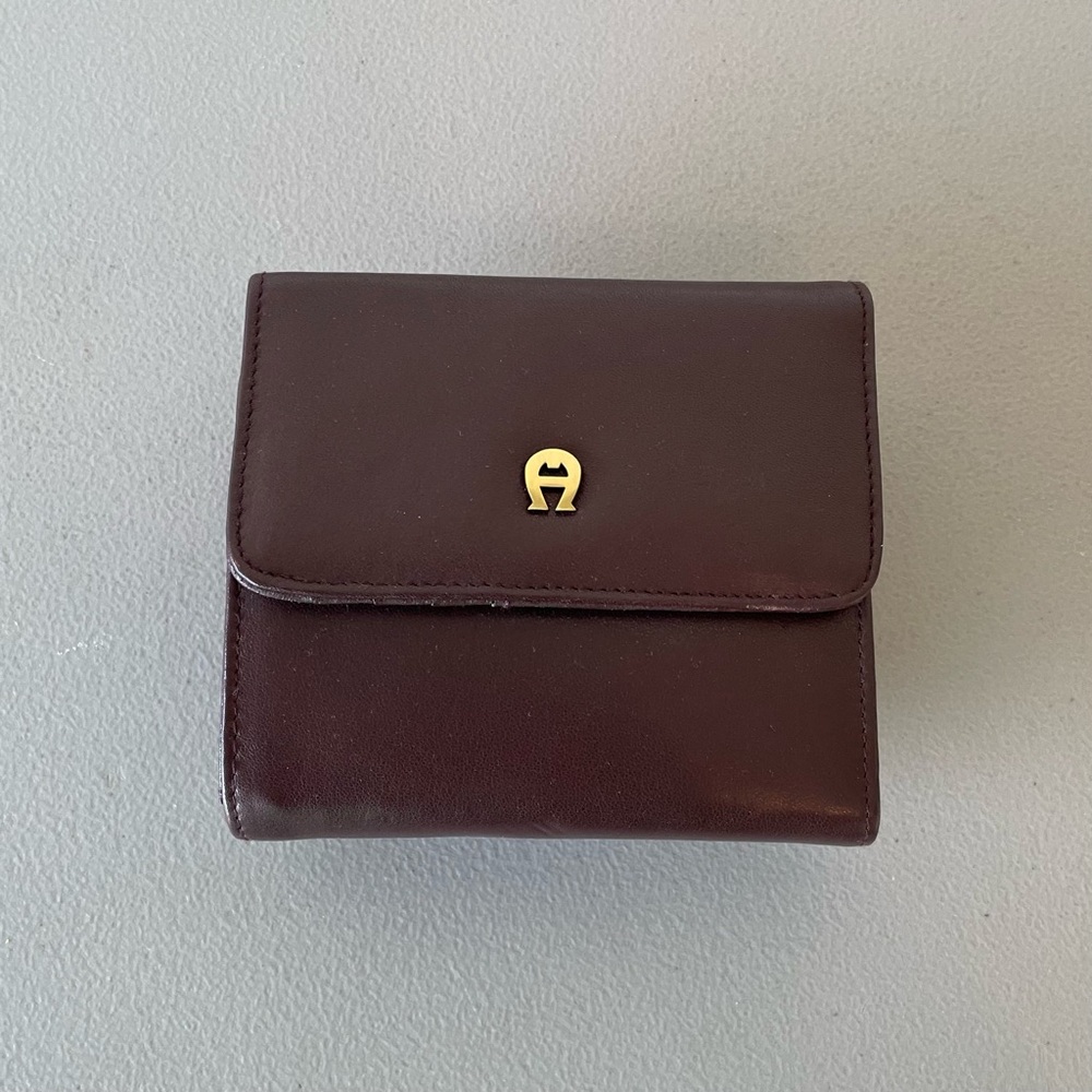 Vintage Etienne Aigner Rich Dark Brown Trifold Purse with Gold Accent